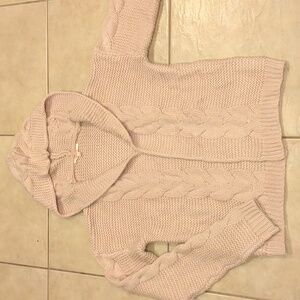 Mazik Pink Hooded Chunky Knit Cardigan Size Medium